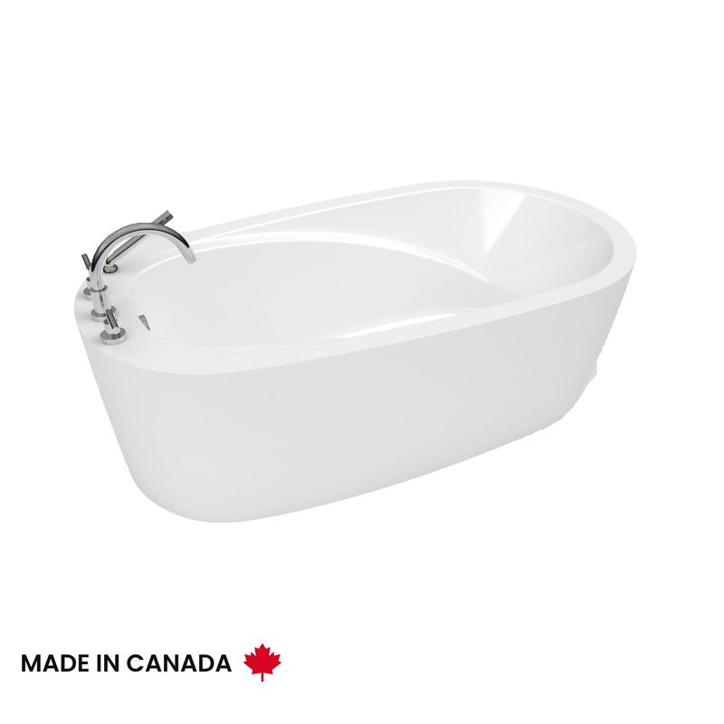 Neptune 220149-DECK1-E-133-001 Zen 7236 Acrylic Drop-In End Drain Whirlpool, Mass-Air &amp; Activ-air Bathtub with 1 in. Deck in White