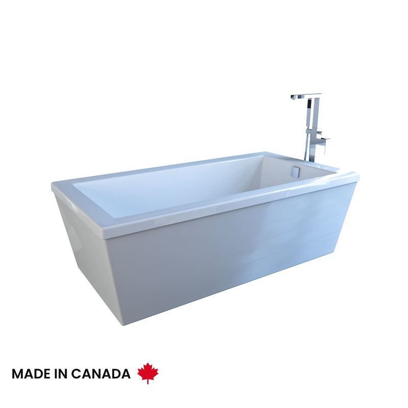 Neptune 220109-E-122-001 Ametys 3666 Acrylic Freestanding End Drain Mass-Air &amp; Activ-Air Bathtub in White
