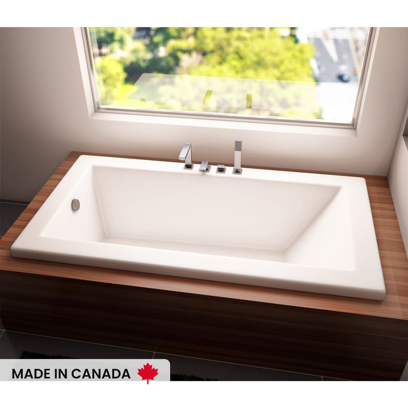 Neptune 220149-DECK2-E-133-001 Zen 7236 Acrylic Drop-In End Drain Whirlpool, Mass-Air &amp; Activ-air Bathtub with 2 in. Deck in White