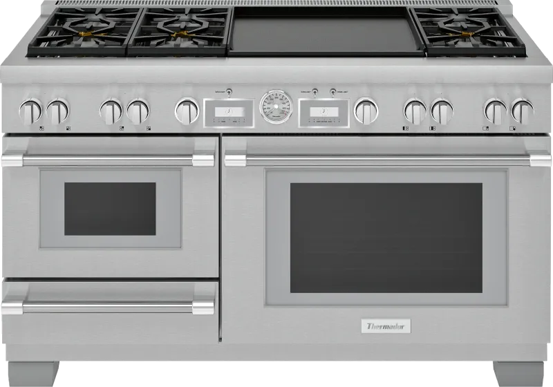 60" Professional Dual-Fuel Steam Commercial-depth Range - All Telescopic Oven Racks- Thermador Connected Experience