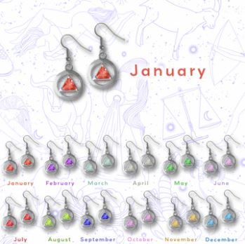 Sterling Silver AA Symbol in Triangle Colored CZ Birthstones, Version: Jan - Garnet