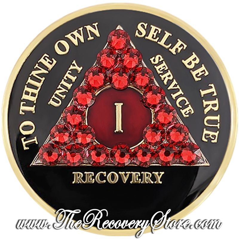 Crystallized Medallion - Black &amp; Siam Crystal Triangle