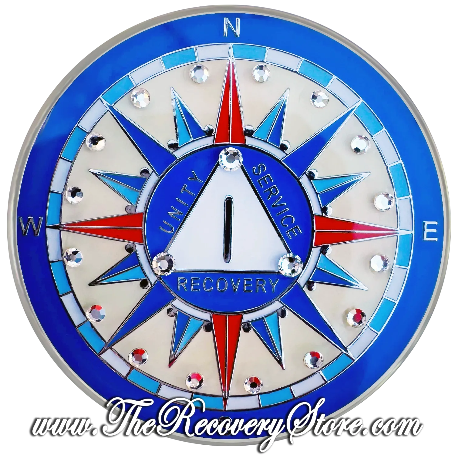 Designer Medallion - AA Compass Yearly Diamond Crystal