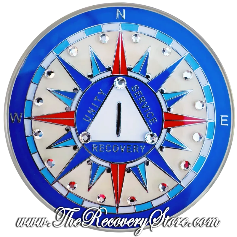 Designer Medallion - AA Compass Yearly Diamond Crystal