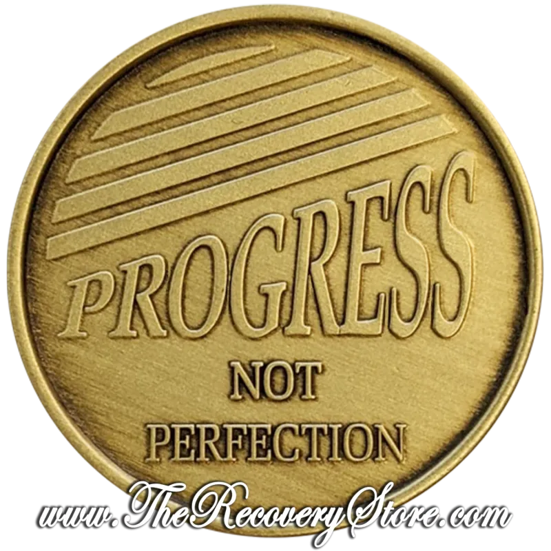 Bronze Affirmation Medallion - Attitude - Eagle - Progress, Not Perfection