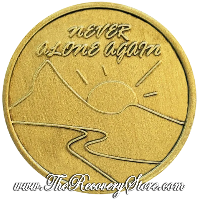 Bronze Affirmation Medallion - Fellowship Is The Meeting - Never Alone