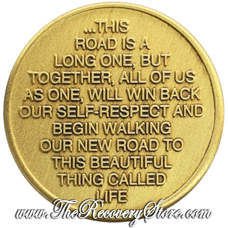 Bronze Affirmation Medallion -  Never Alone Again - This Road