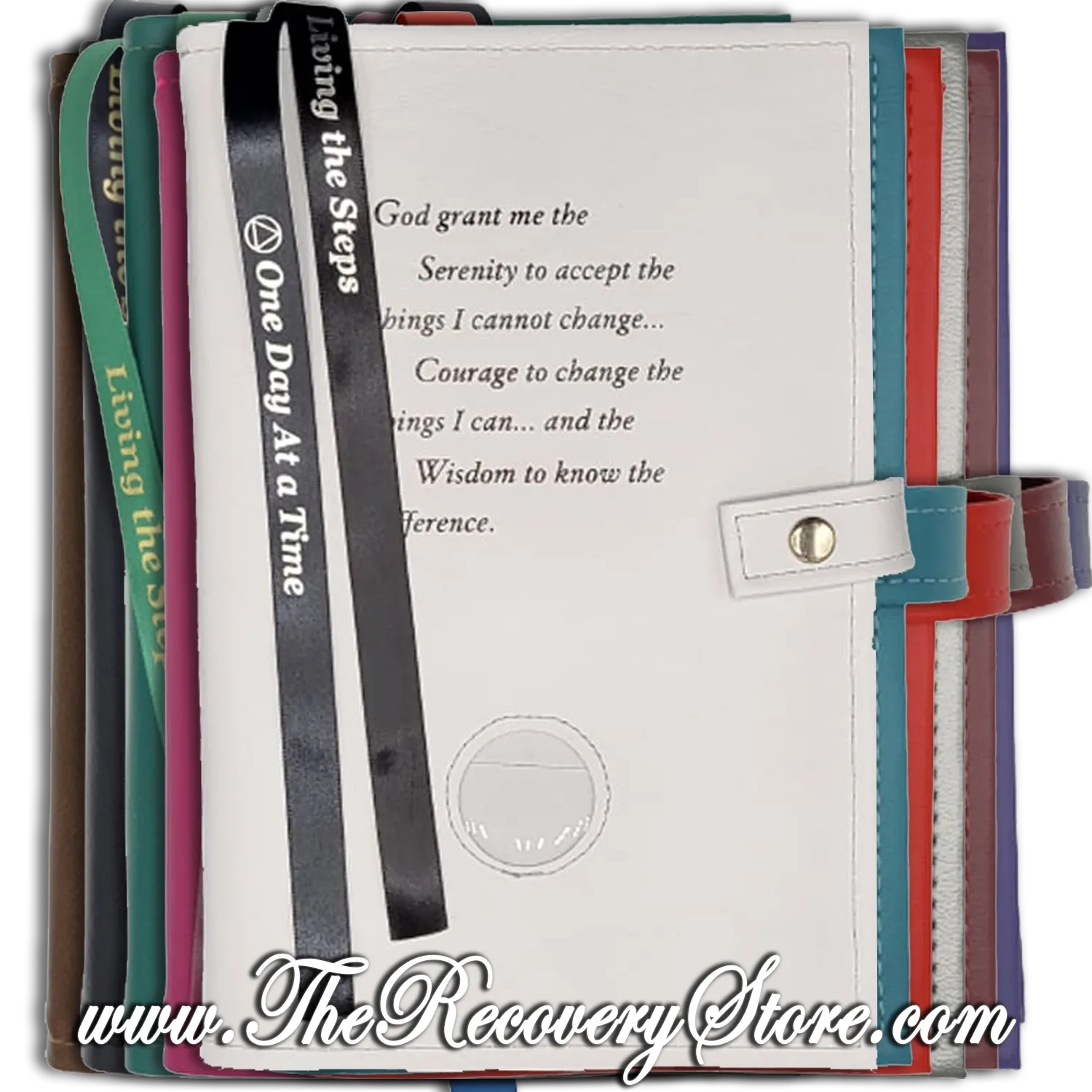 Book Cover - AA Double Big Book &amp; 12n12 with Serenity Prayer in Your Choice of 15 Different Colors