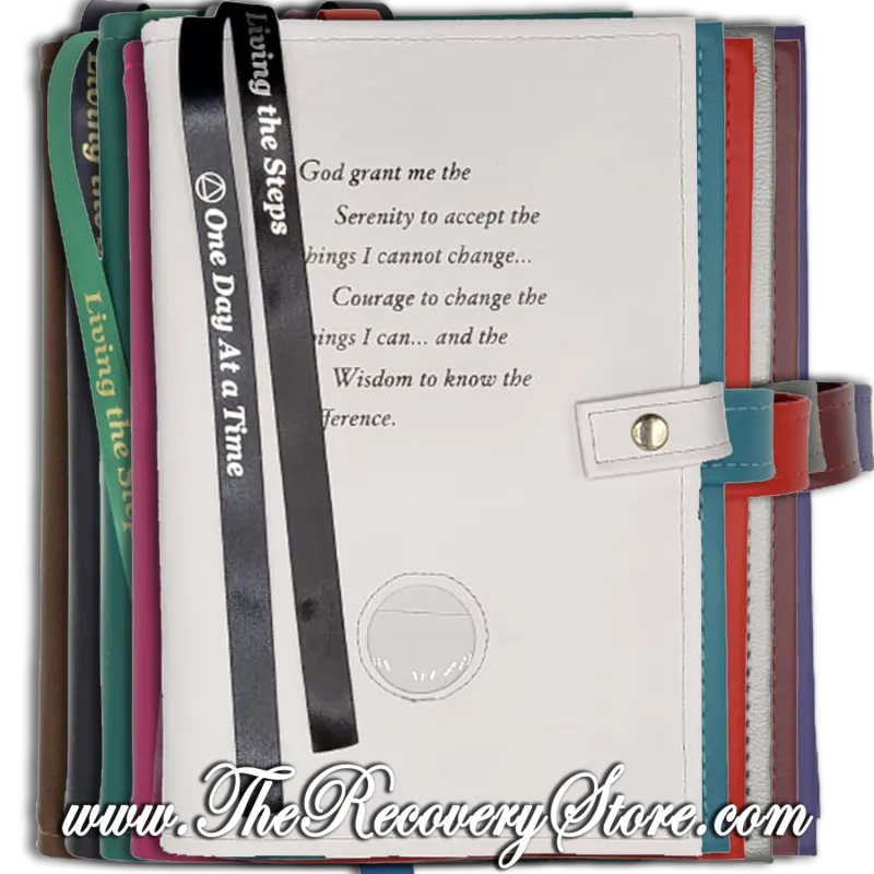 Book Cover - AA Double Big Book &amp; 12n12 with Serenity Prayer in Your Choice of 15 Different Colors