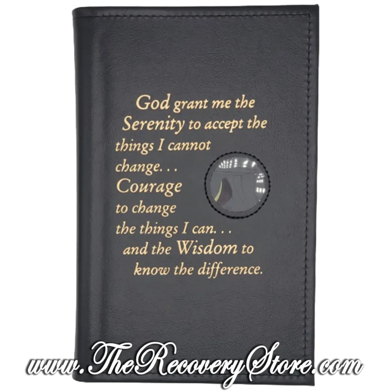 Book Cover - Serenity Prayer with Medallion Holder in Your Choice of 10 Different Colors
