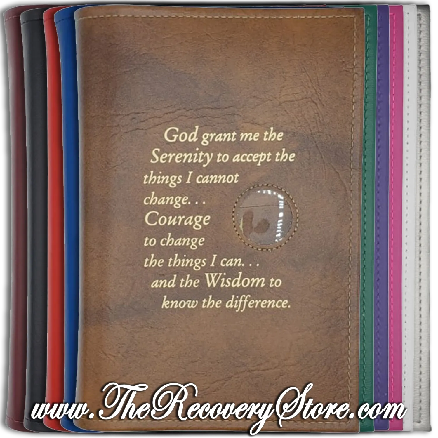 Book Cover - AA or CA Large Big Book with Serenity Prayer &amp; Holder in Your Choice of 10 Different Colors