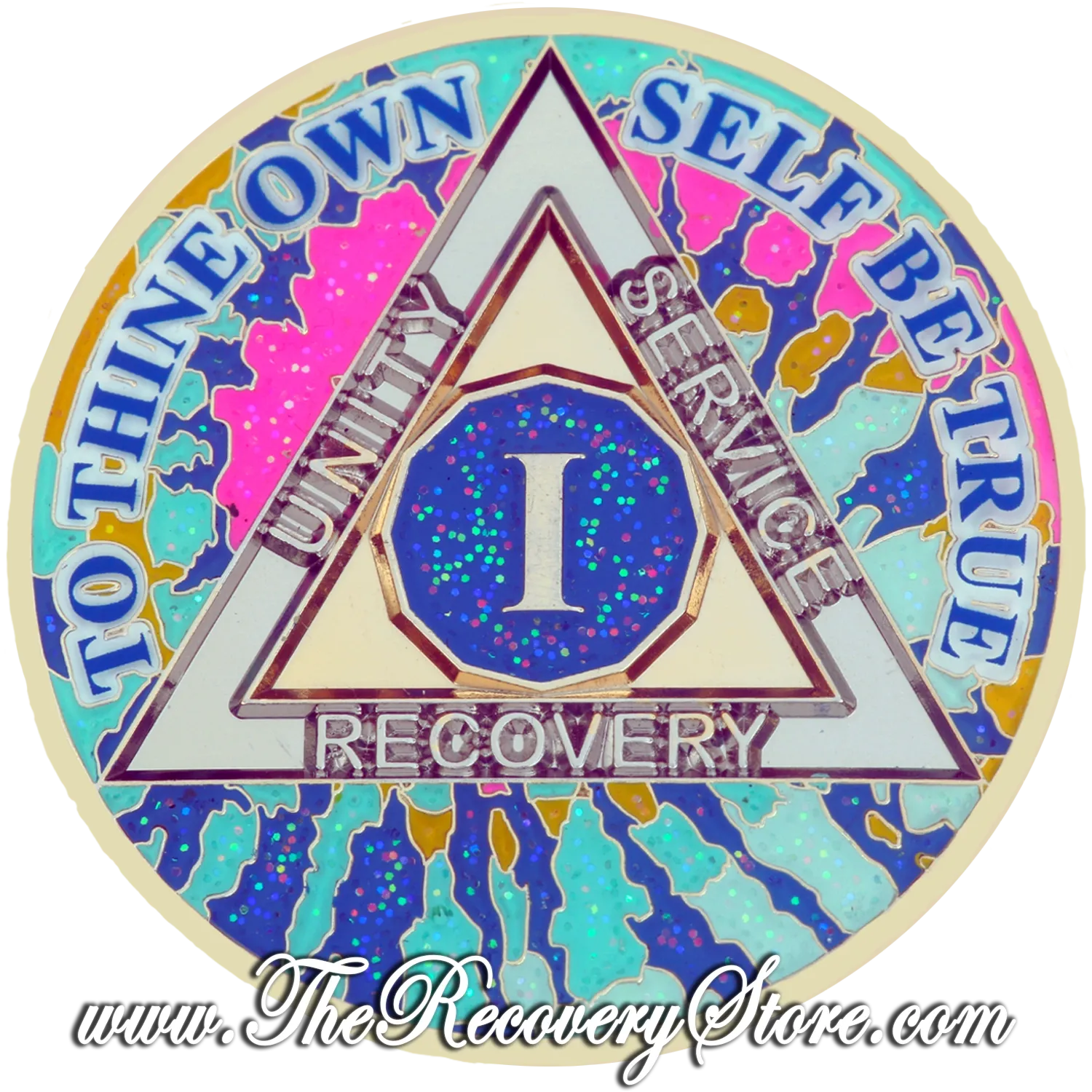 Medallion - Tie Dye Pink Blue Glitter