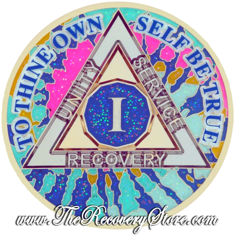 Medallion - Tie Dye Pink Blue Glitter