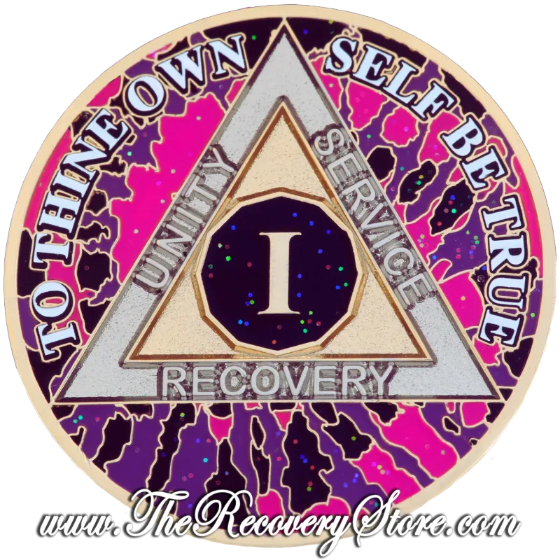 Medallion - Tie Dye Pink Purple Black Glitter
