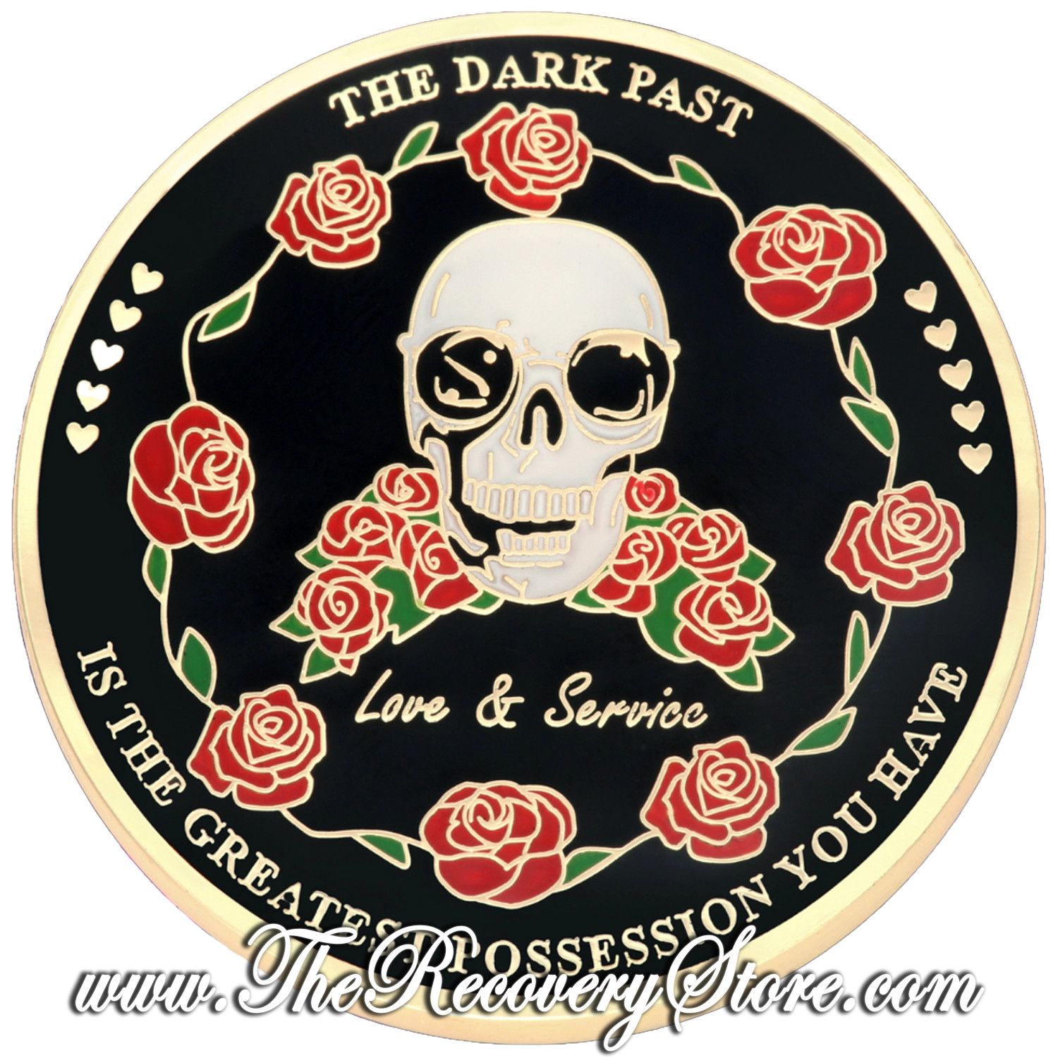 Affirmation Medallion - Love &amp; Service Skull