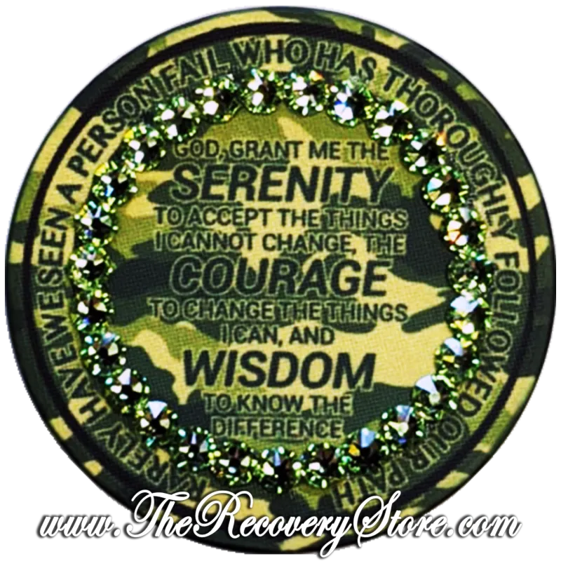 Crystallized Poker Chip - AA Green Camo with Peridot Crystals