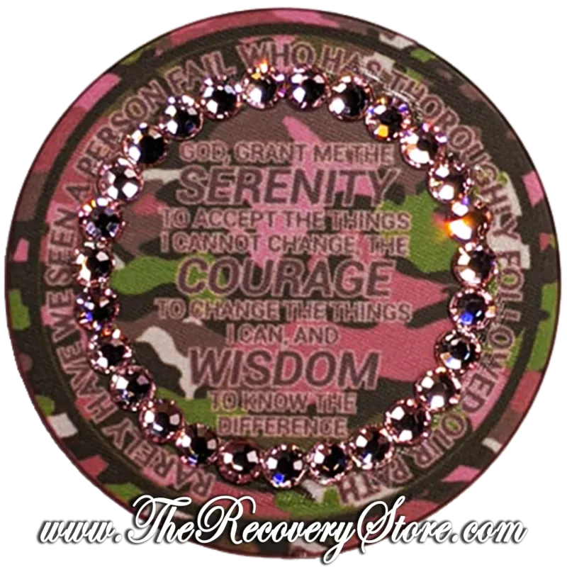 Crystallized Poker Chip - AA Pink Camo - Light Rose Crystals