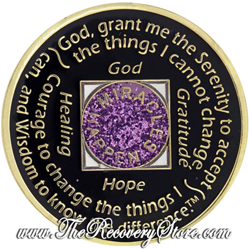Medallion - NA Purple Glitter with 24kt Gold Accents