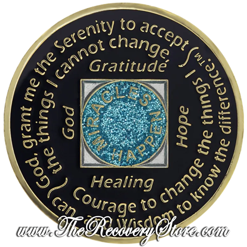 Medallion - NA Aqua Glitter with 24kt Gold Accents