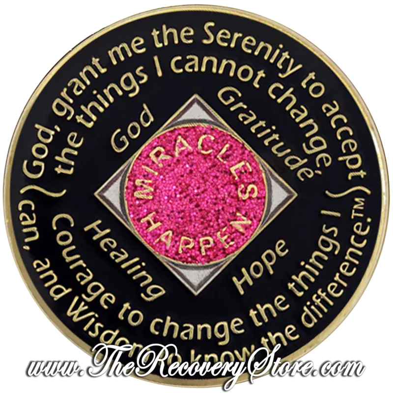 Medallion - NA Pink Glitter with 24kt Gold Accents