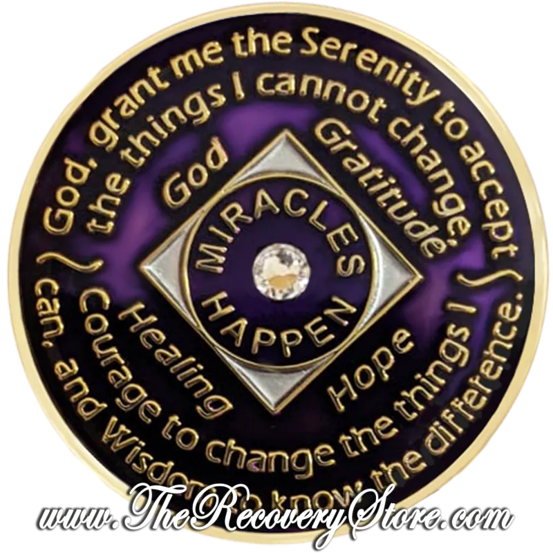 Crystallized Medallion - NA Purple with White Diamond Crystals