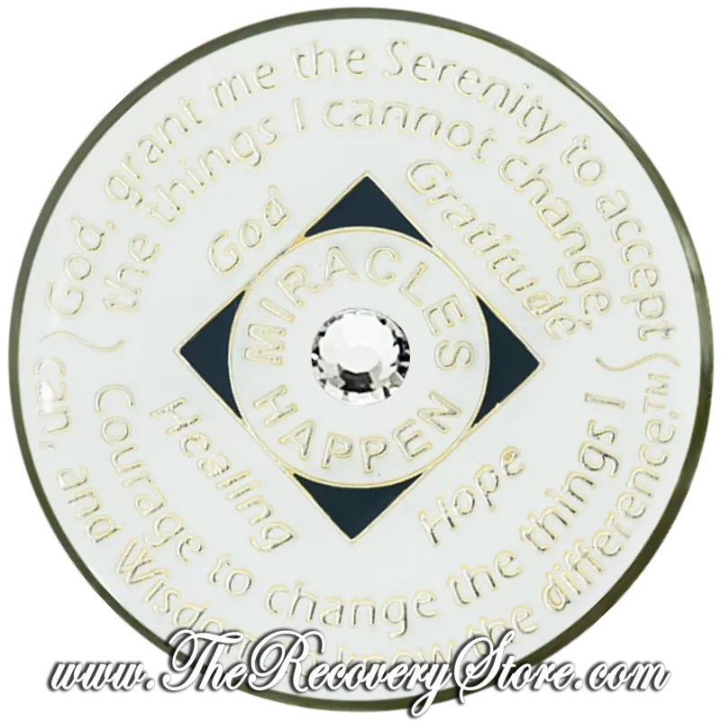 Crystallized Medallion - NA White GLOW in Dark with White Diamond Crystals