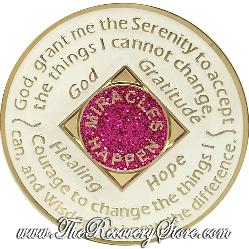 Medallion - NA Glow-In-The-Dark with Pink Glitter and 24kt Gold Accents