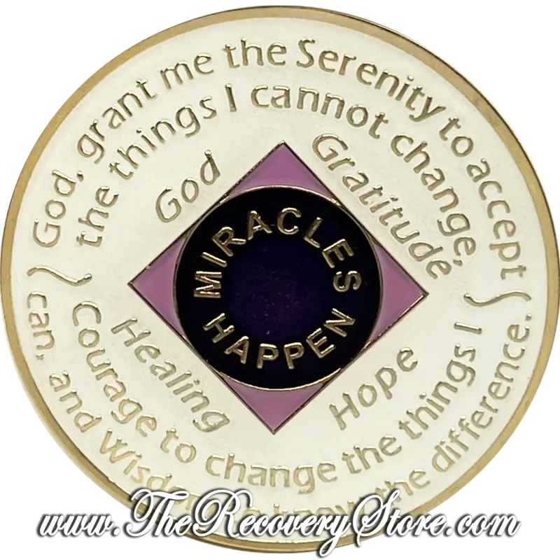 Medallion - NA White and Lavender with 24kt Gold Accents