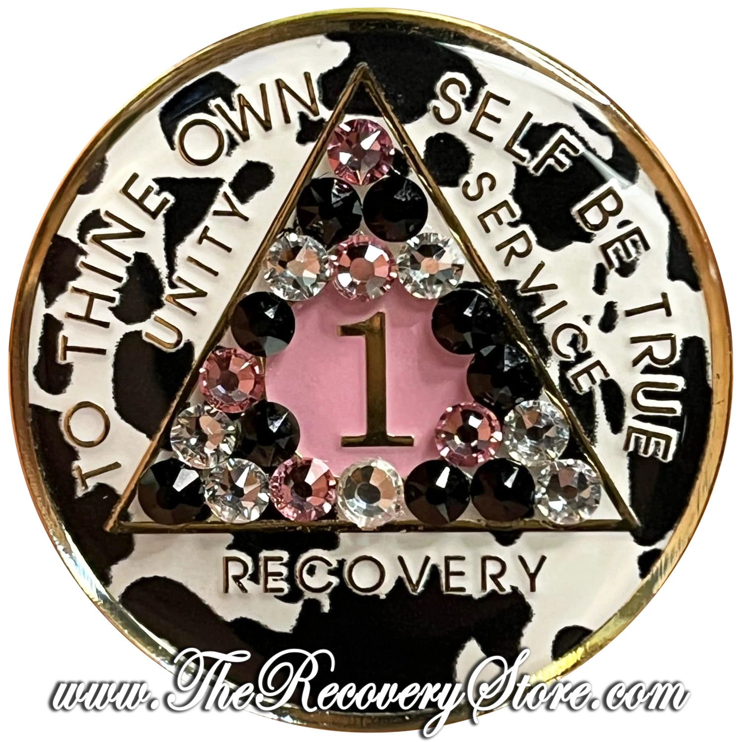 Crystallized Medallion - Cow Print with Crystals
