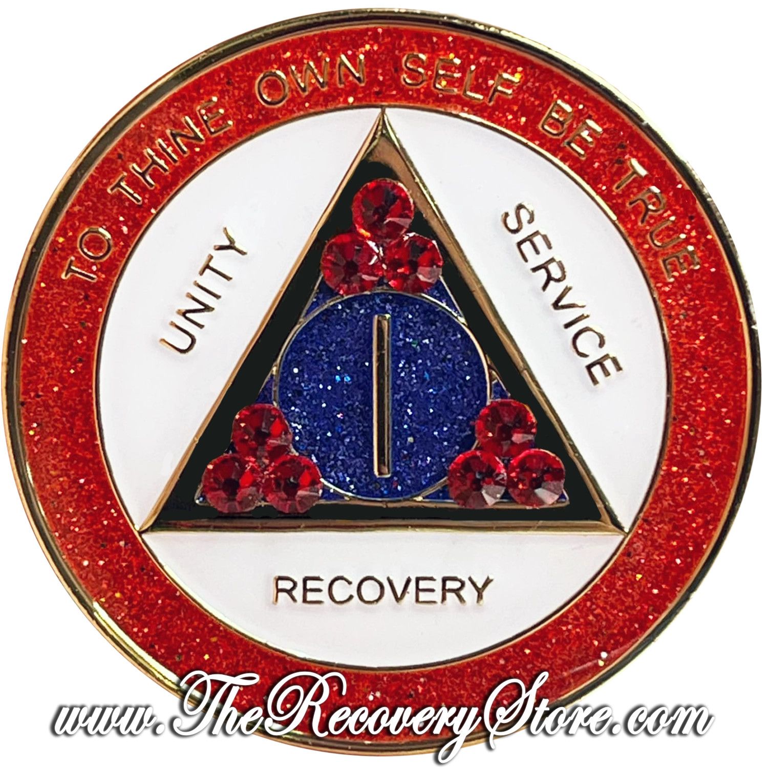 Crystallized Medallion - Red, White &amp; Blue Glitter Triangle Light Siam Crystals