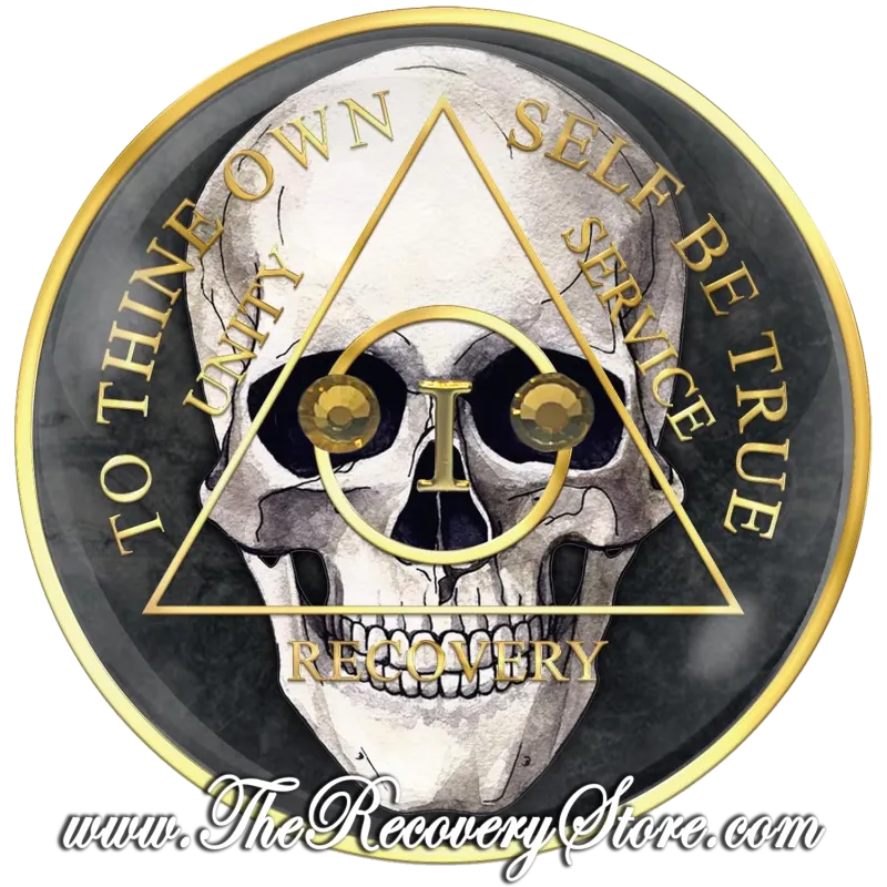 Designer Medallion - AA Skull with Gold Crystal Eyes
