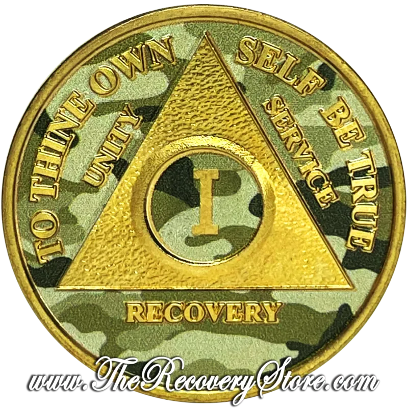 Medallion - AA Triangle Camo Painted on 24k Gold Plate