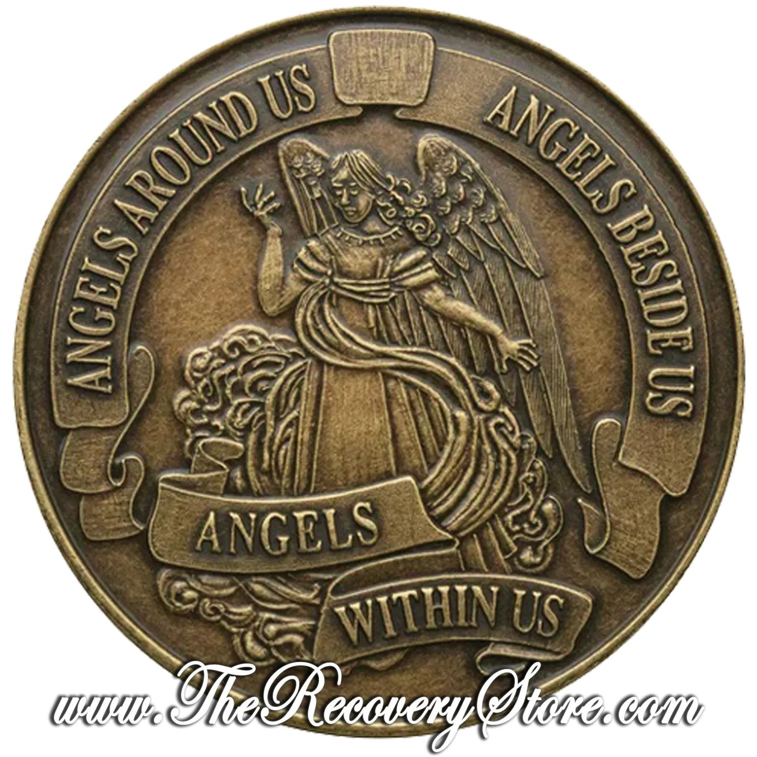 Bronze Affirmation Medallion - Angels Watching Over You
