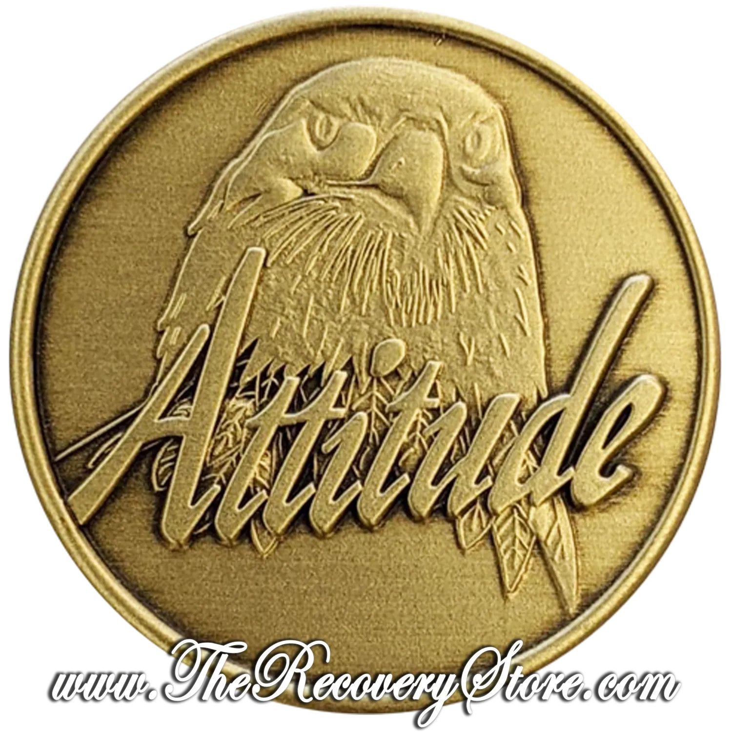 Bronze Affirmation Medallion - Attitude - Eagle - Progress, Not Perfection
