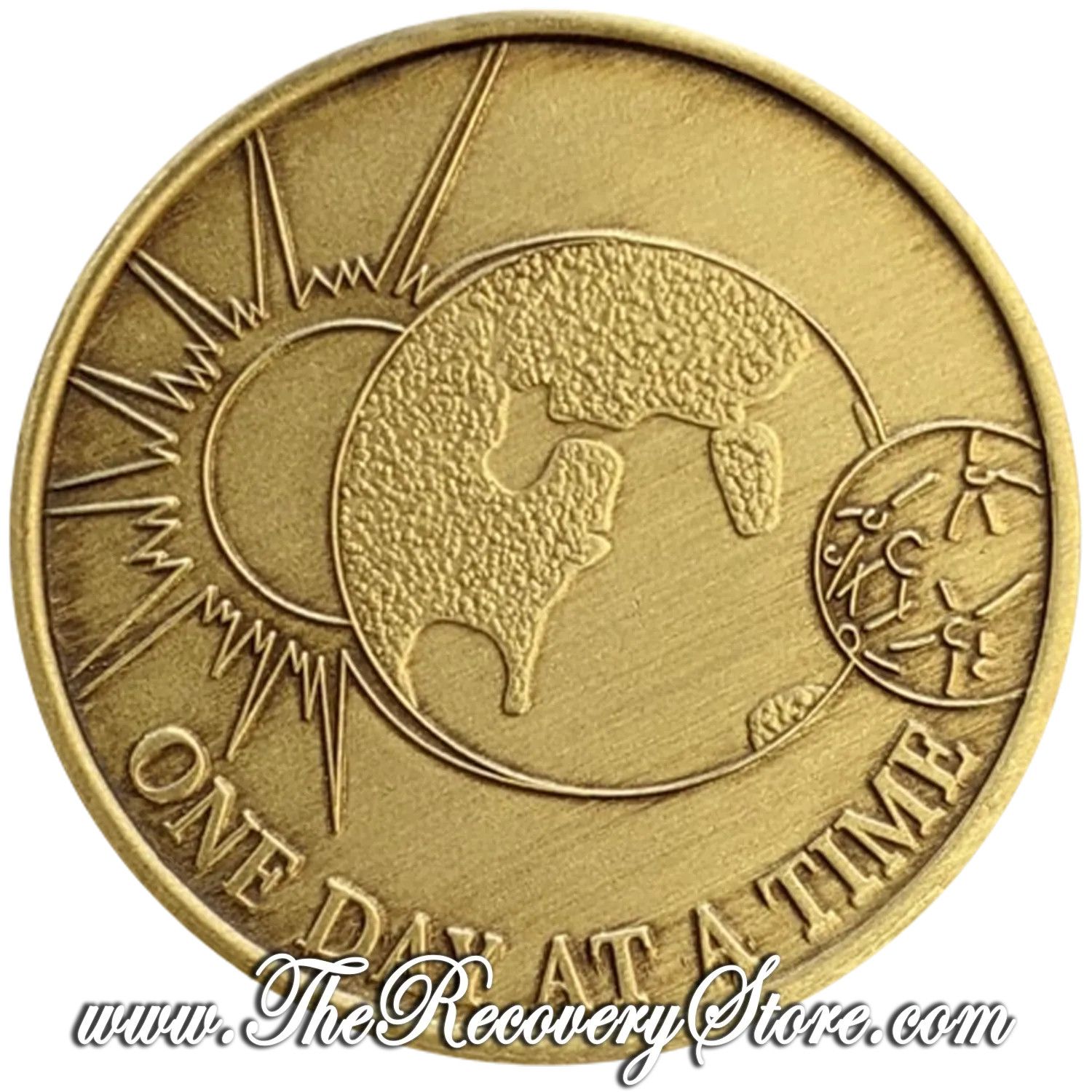 Bronze Affirmation Medallion - One Day At A Time Universe