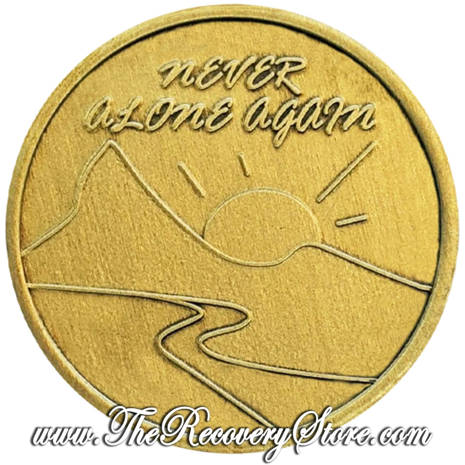 Bronze Affirmation Medallion -  Never Alone Again - This Road