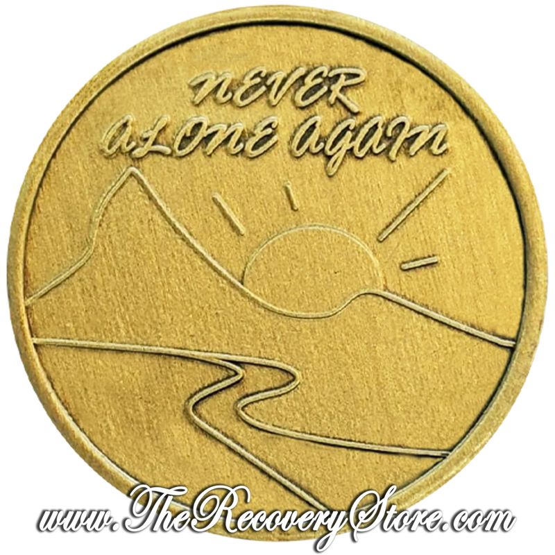 Bronze Affirmation Medallion -  Never Alone Again - This Road