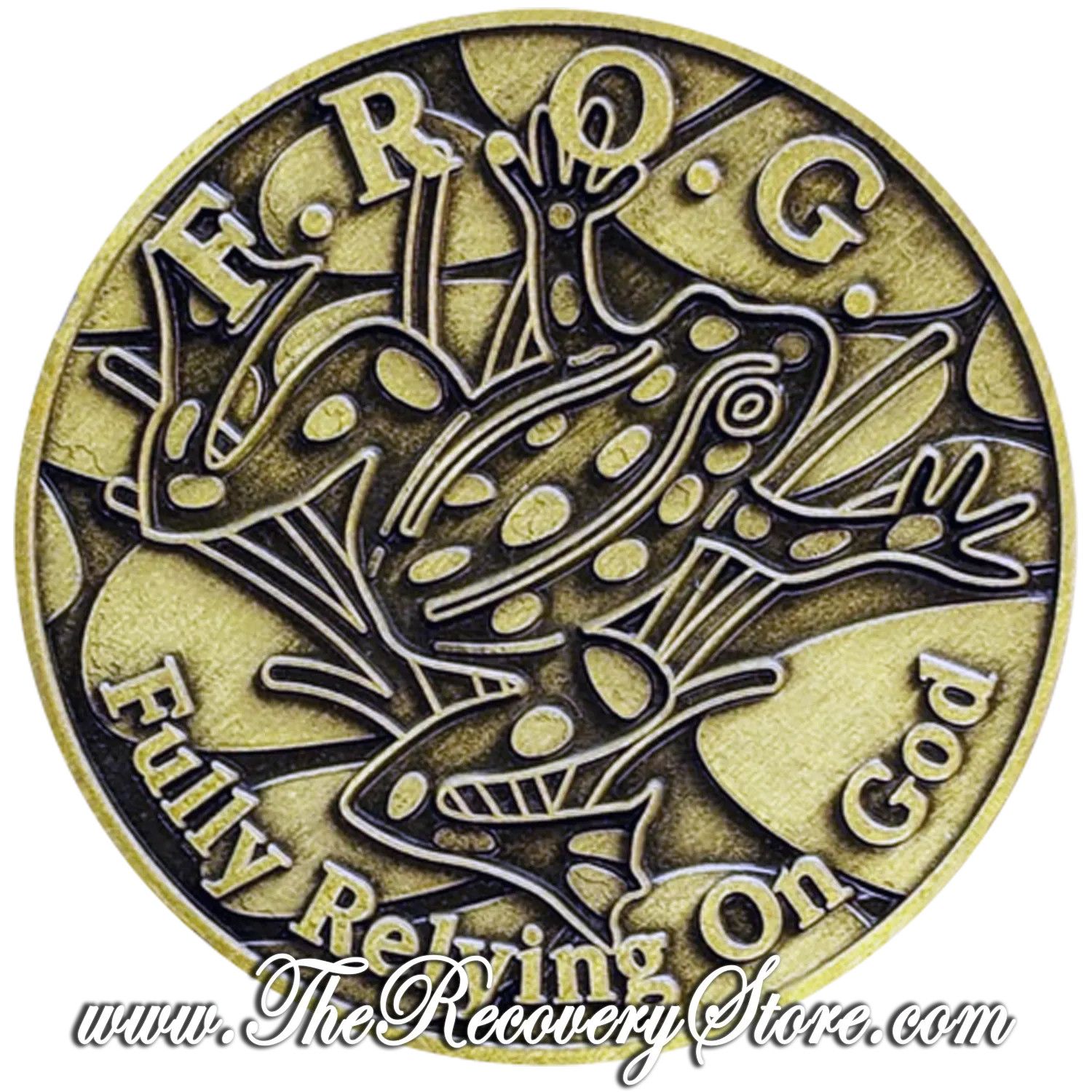 Bronze Affirmation Medallion - F.R.O.G. - Fully Relying On God