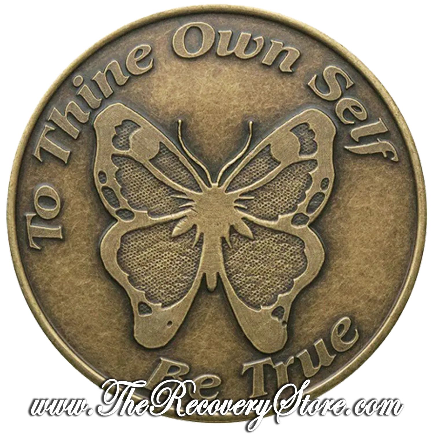 Bronze Affirmation Medallion - Butterfly - To Thine Own Self
