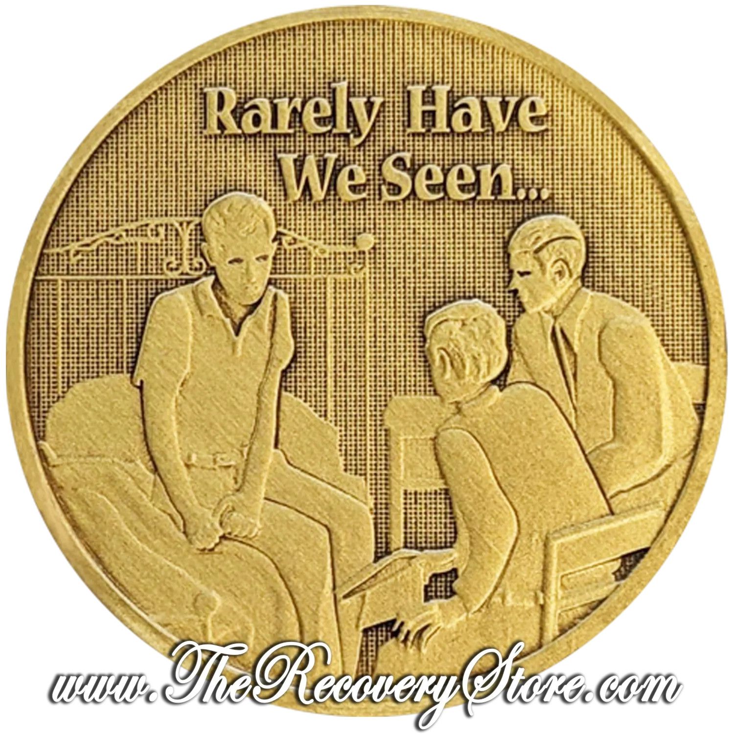 Bronze Affirmation Medallion - Three Men On A Bed - Rarely Have We Seen
