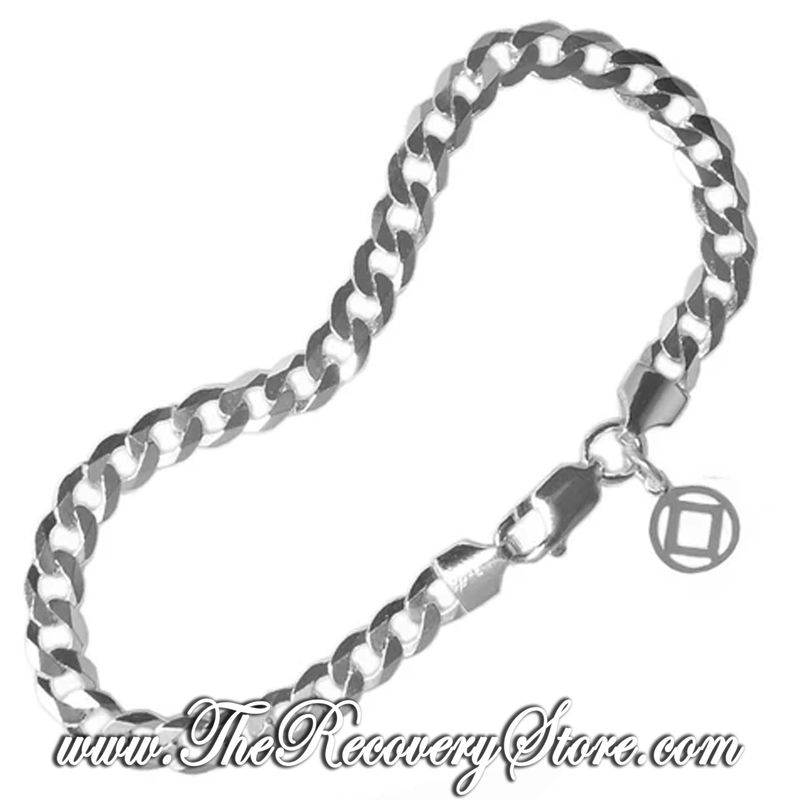 Curb Link Sterling Silver 8&quot; Bracelet with NA Charm