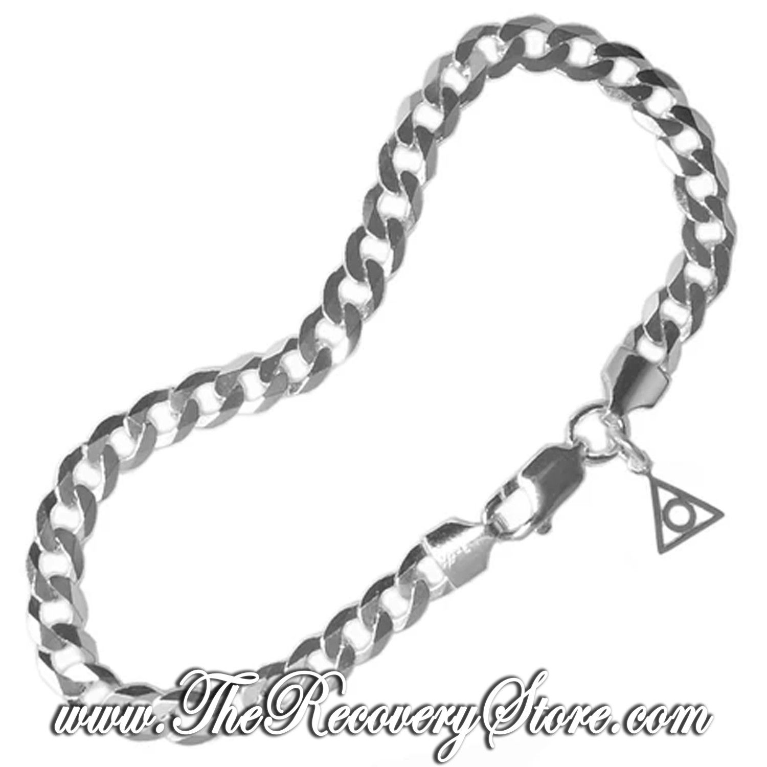 Curb Link Sterling Silver 8&quot; Bracelet with Al-Anon Charm