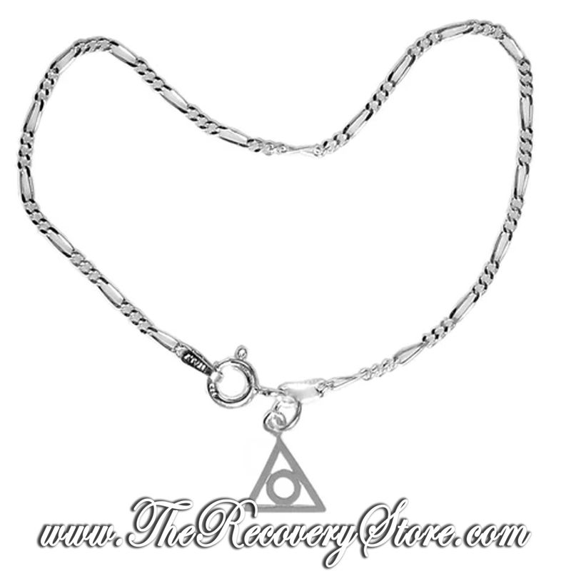 Light Figaro Sterling Silver 7&quot; Bracelet with Al-Anon Charm