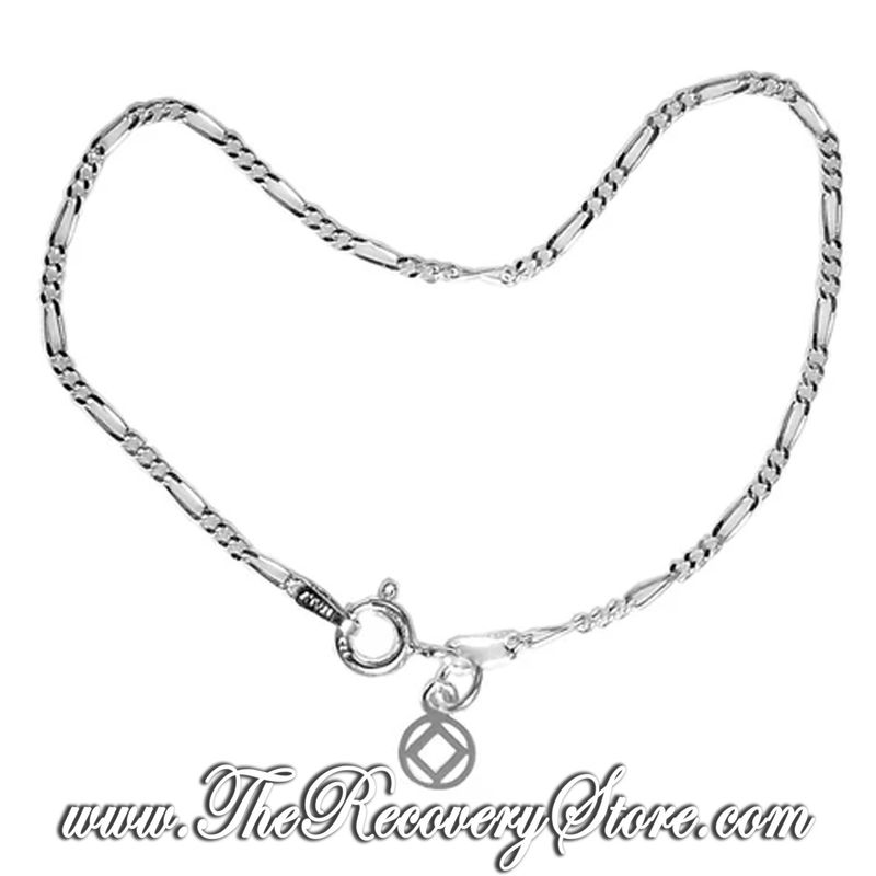 Light Figaro Sterling Silver 7&quot; Bracelet with NA Charm