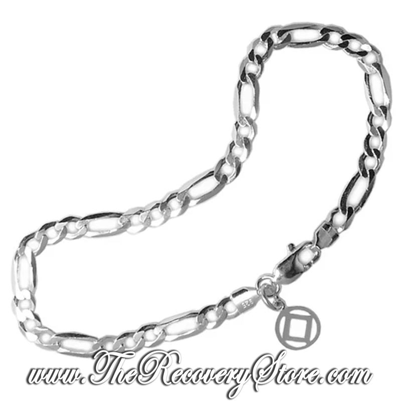 Heavy Figaro Sterling Silver 7&quot; Bracelet with NA Charm
