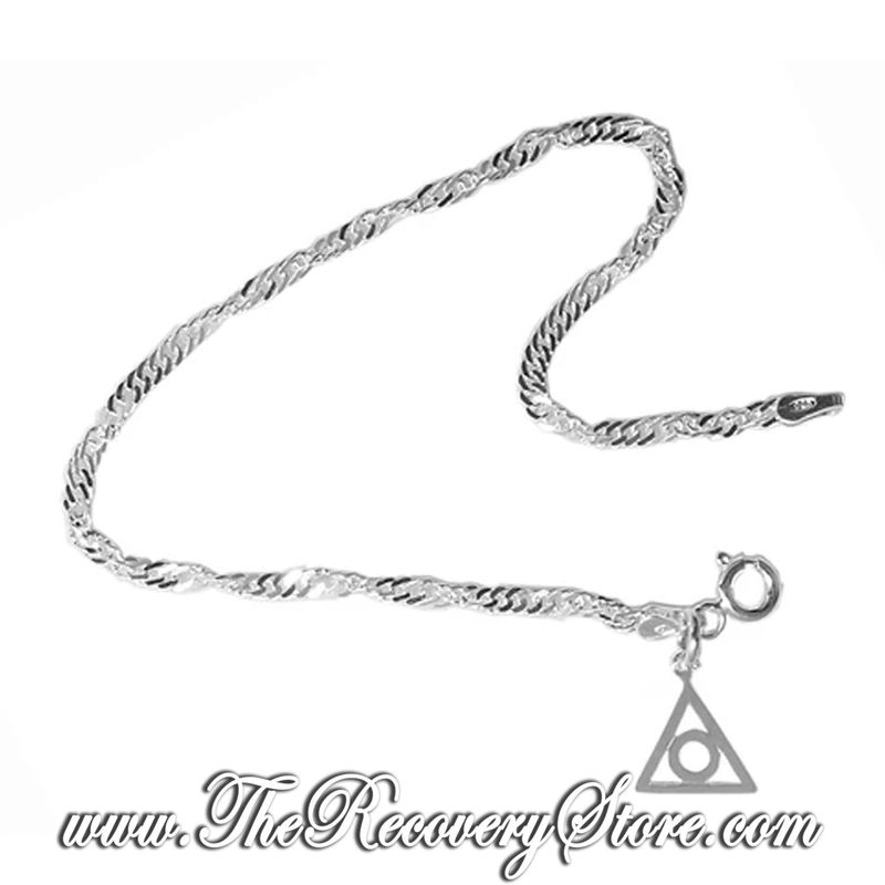 Small Singapore Sterling Silver 7&quot; Bracelet with Al-Anon Charm