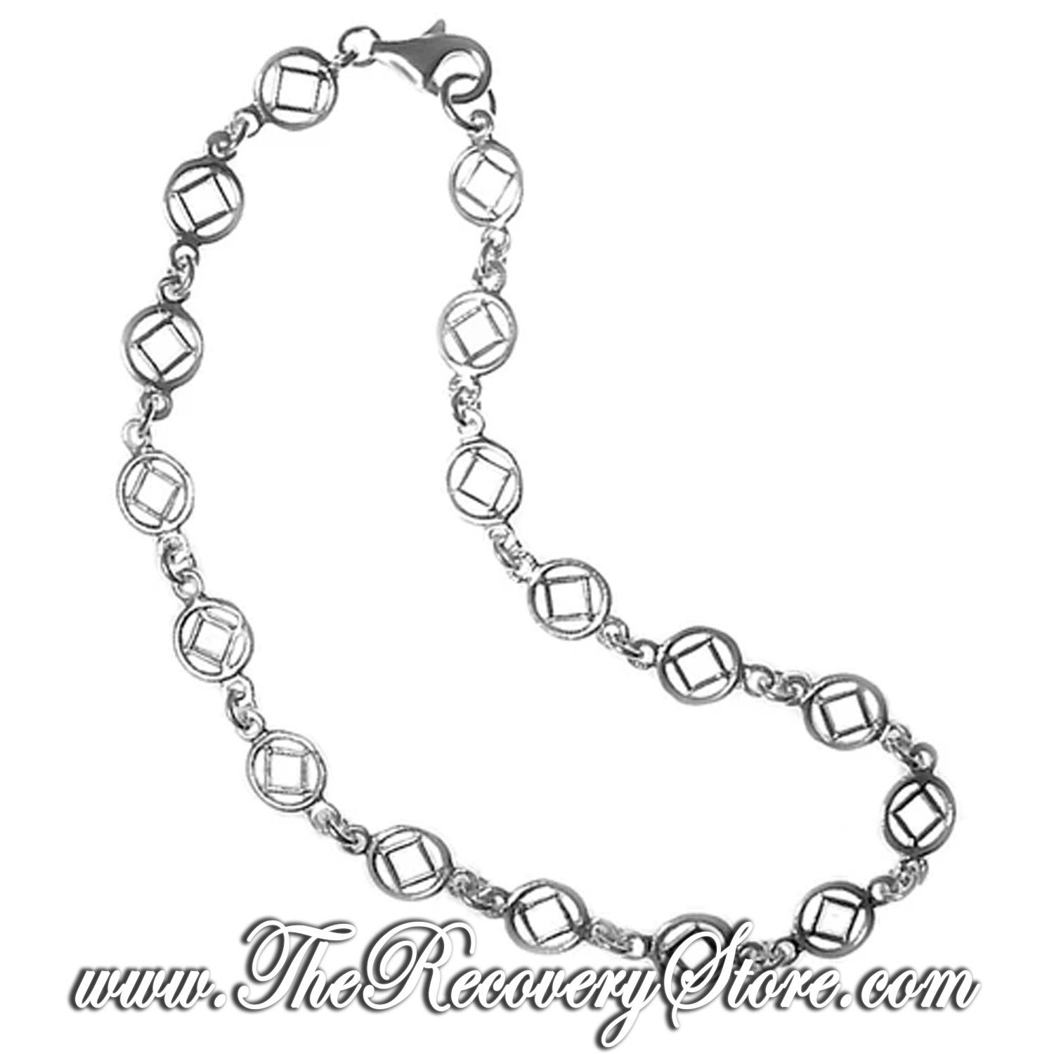 NA Sterling Silver Continuous Twist Wire Symbol Anklet - 9.5&quot;
