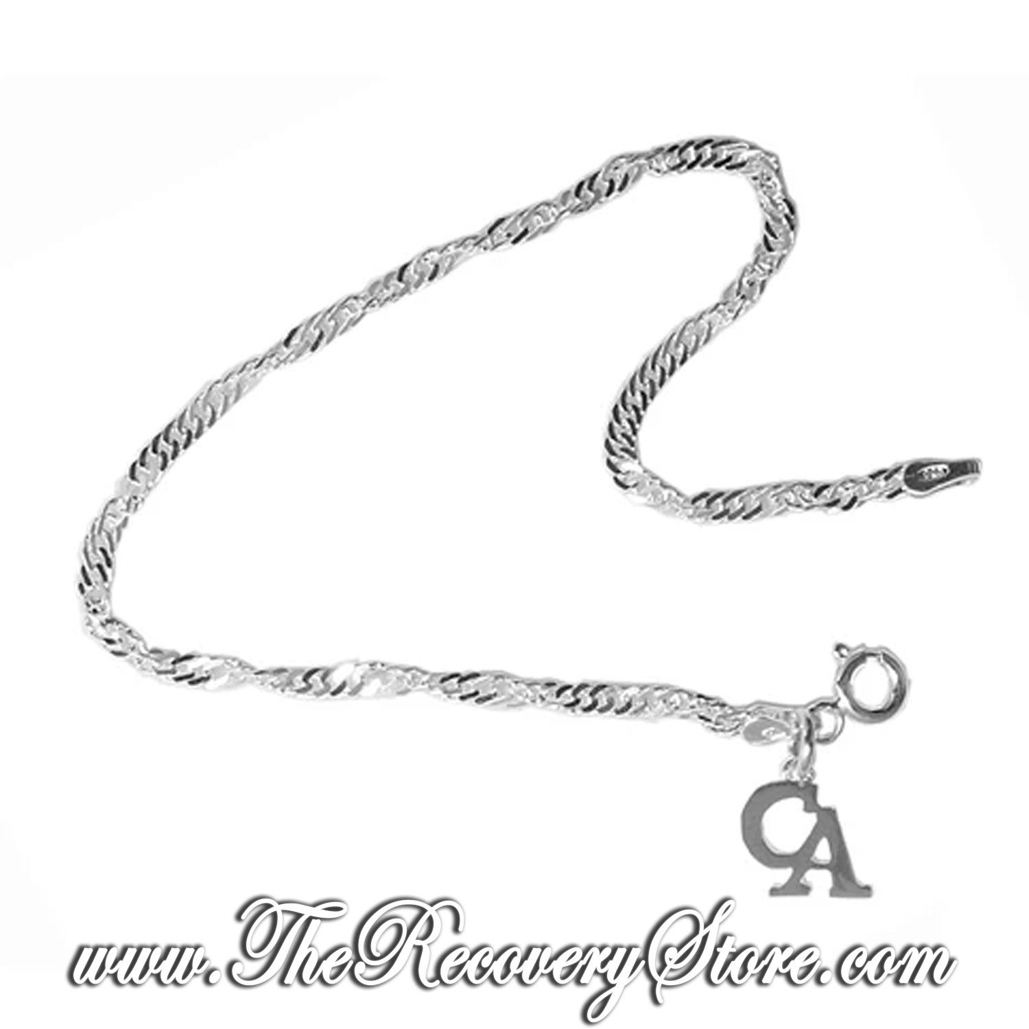 Small Singapore Sterling Silver 7&quot; Bracelet with CA Charm