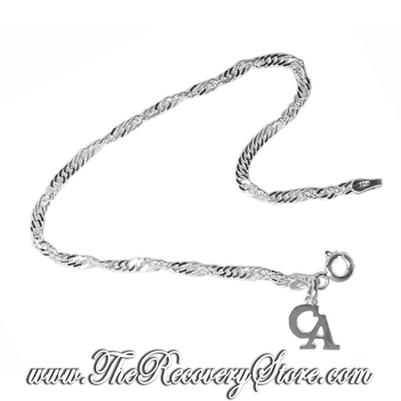 Small Singapore Sterling Silver 7&quot; Bracelet with CA Charm