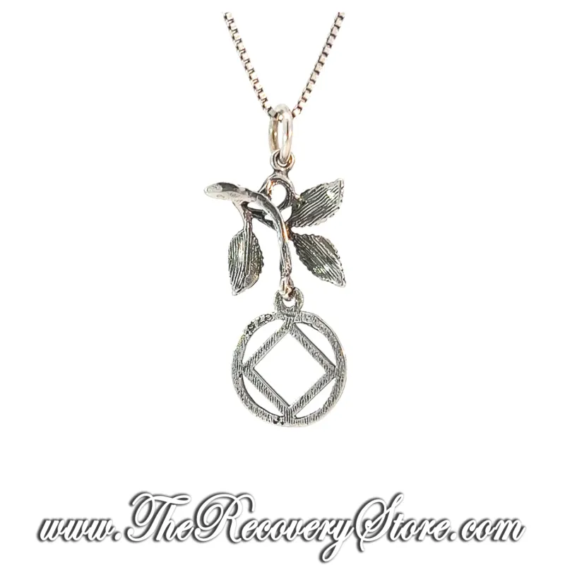 Sterling Silver NA Symbol with Leaves Earrings
